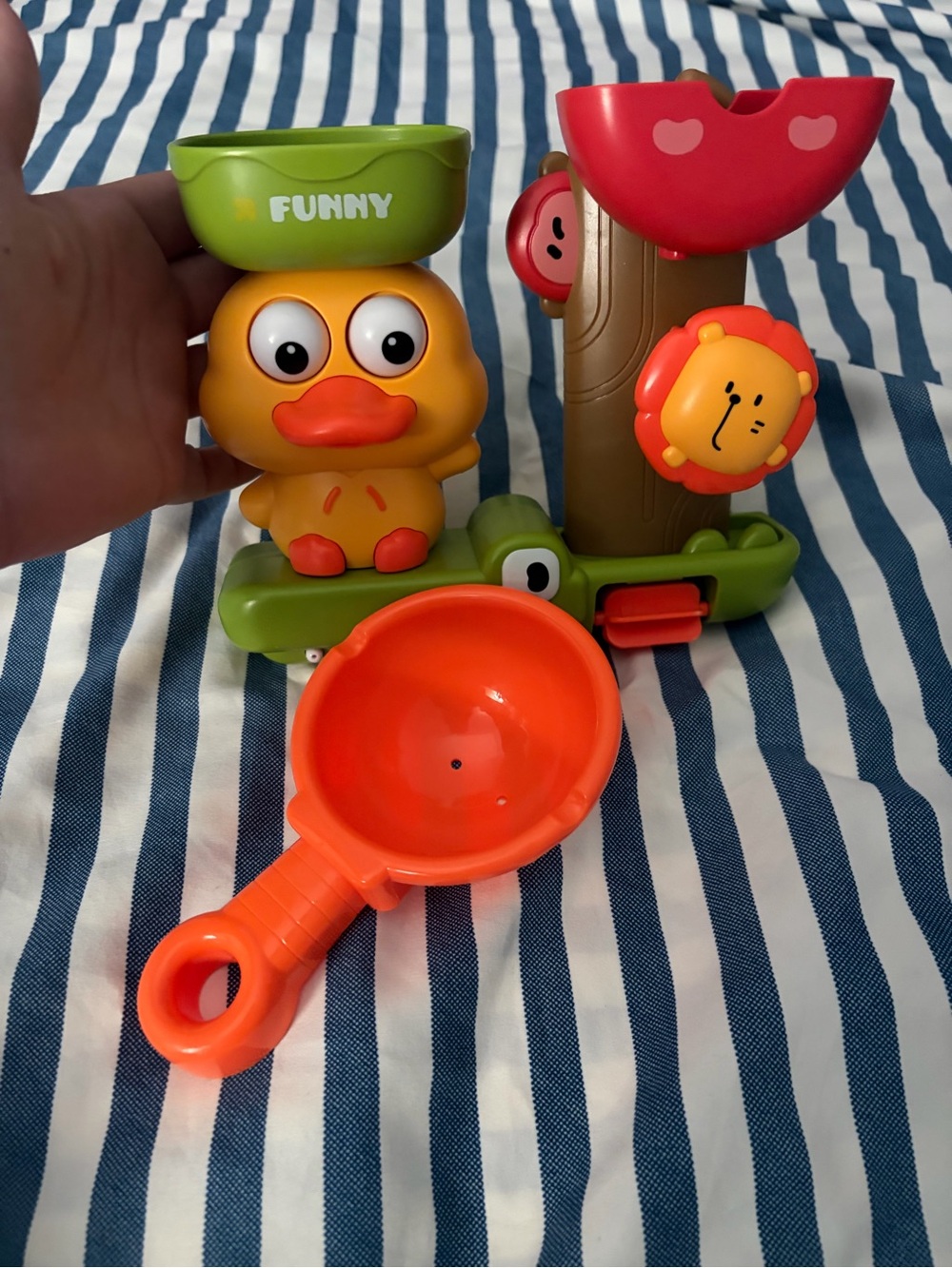 Funny Green & Orange Duck Stacking Pour Toy for Kids
